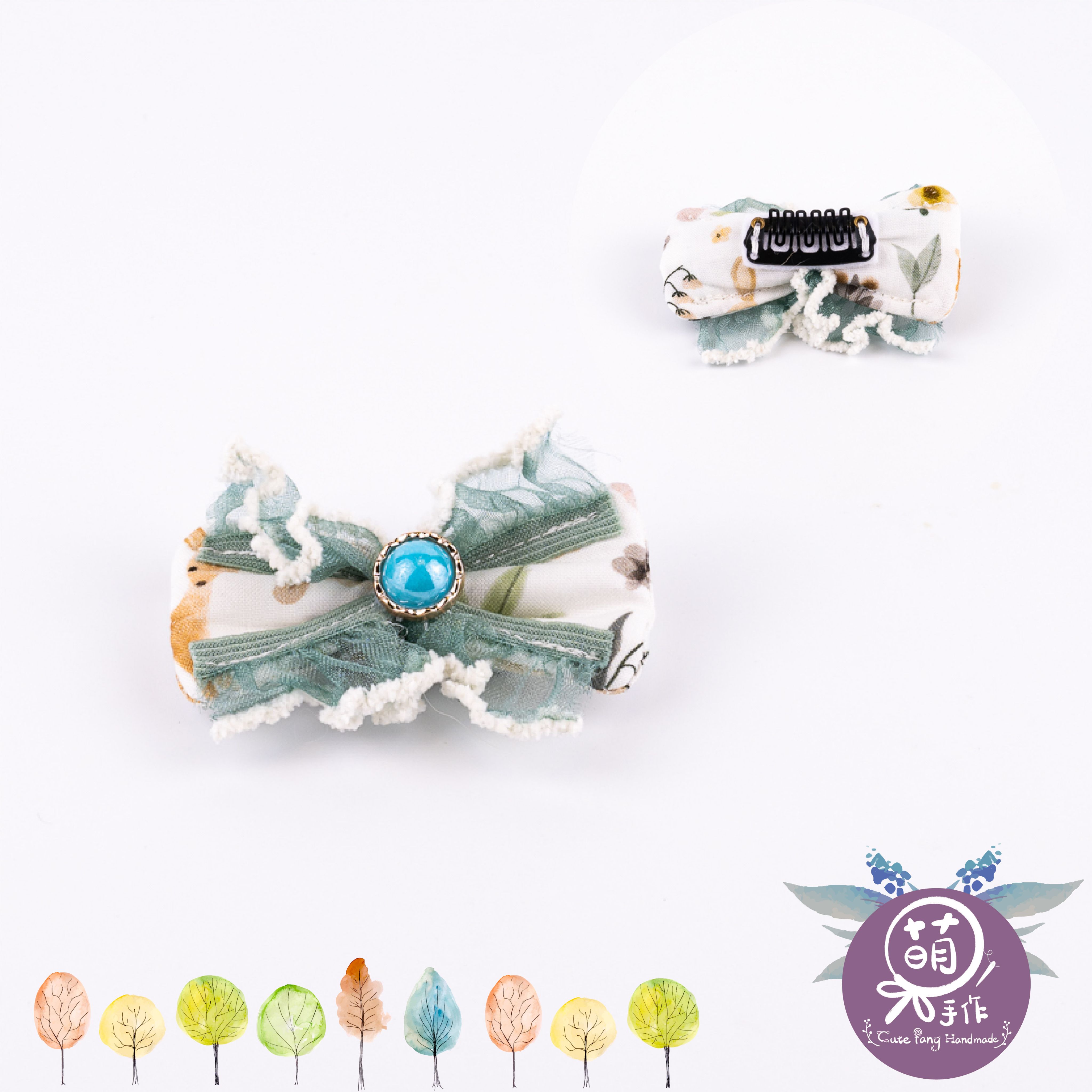 萌糖手作｜森林系妖精手工髮夾 毛孩髮夾 寵物髮飾 寵物髮夾 寵物髮飾 寵物手作髮夾蝴蝶結 手工髮