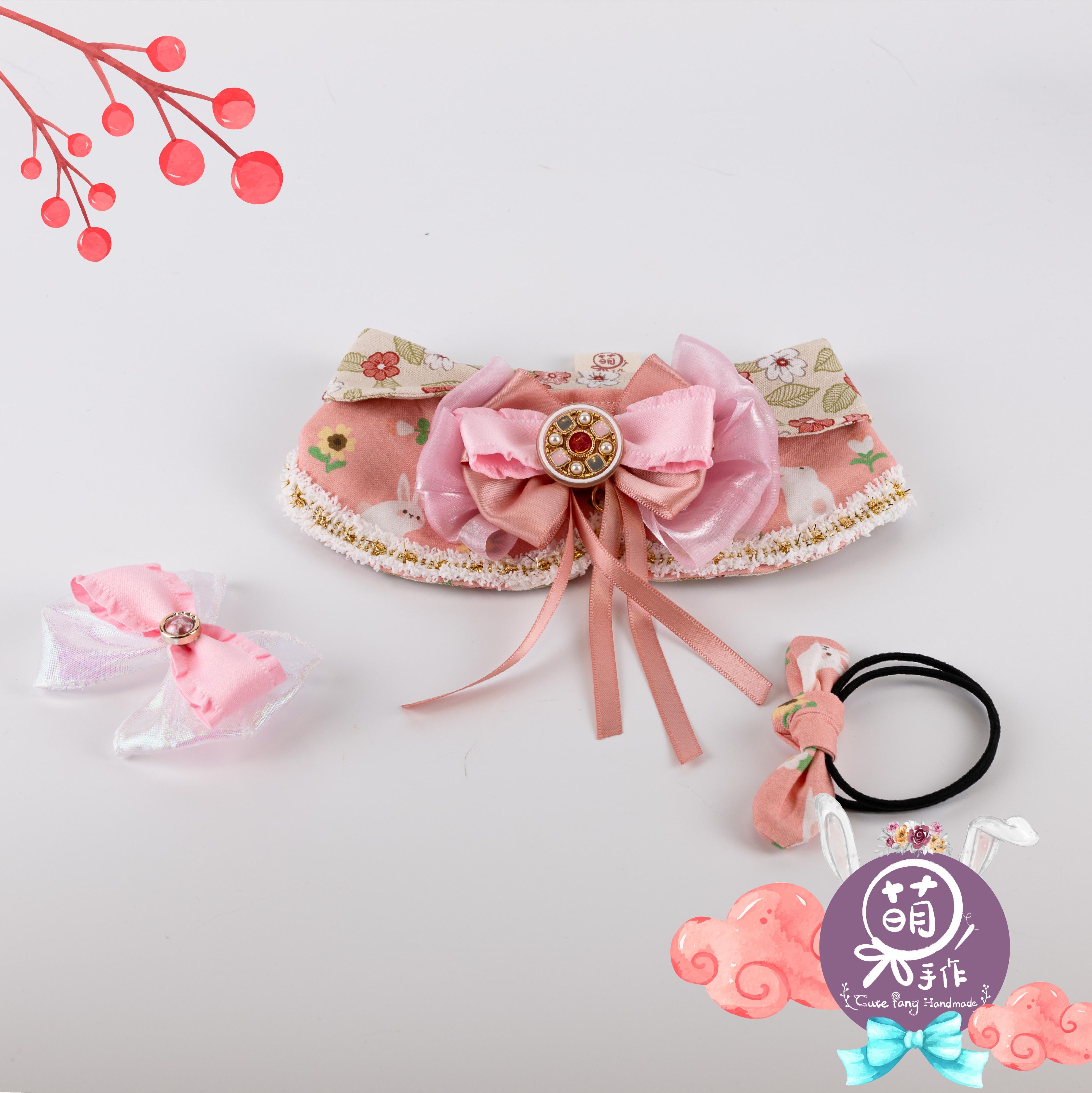 萌糖手作｜風華月夢（粉）披肩 寵物領巾 狗狗領巾 貓咪領巾狗狗脖圍 貓咪脖圍 寵物項圈 貓咪項圈 狗狗項圈