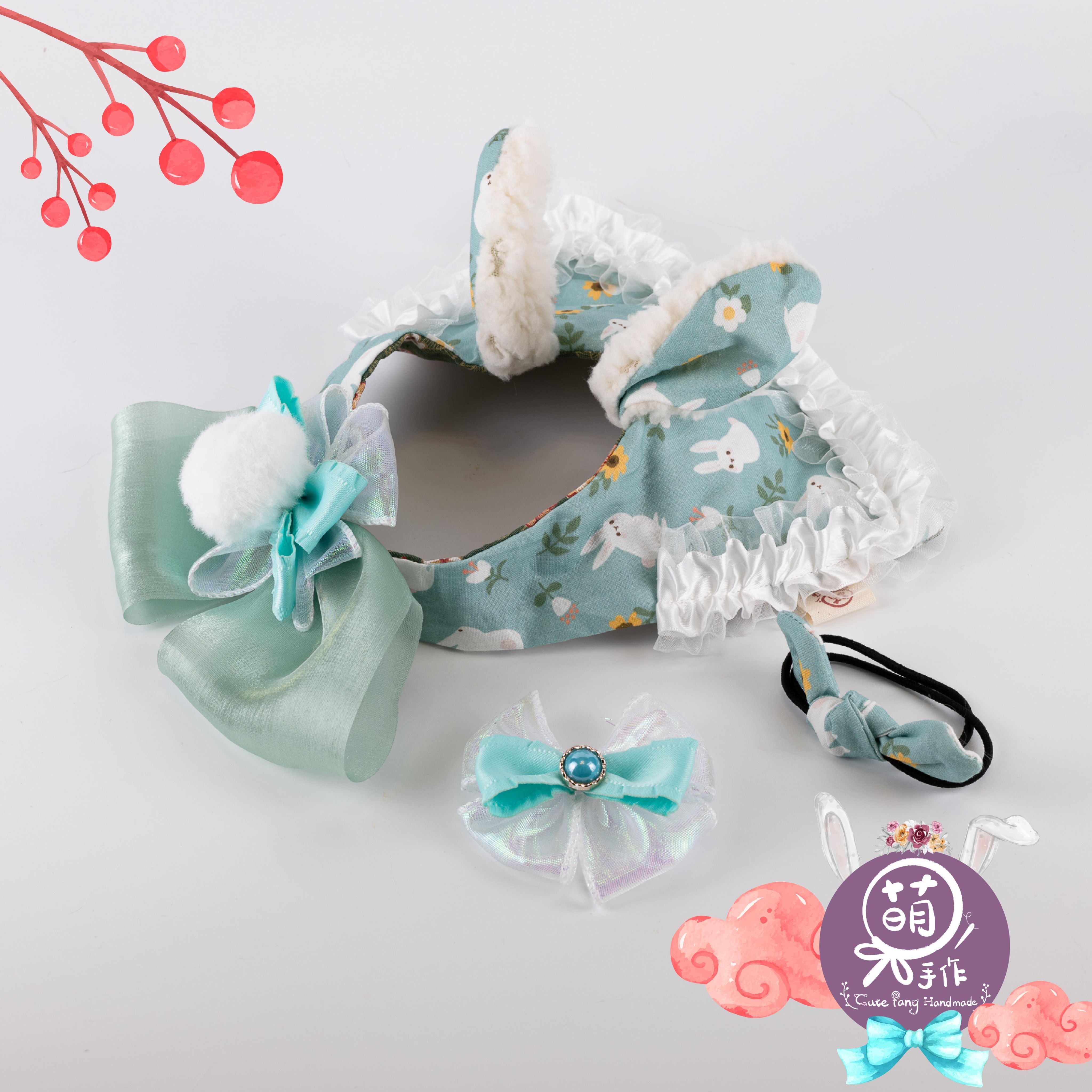 萌糖手作｜風華月夢（綠）披風 寵物領巾 狗狗領巾 貓咪領巾狗狗脖圍 貓咪脖圍 寵物項圈 貓咪項圈 狗狗項圈