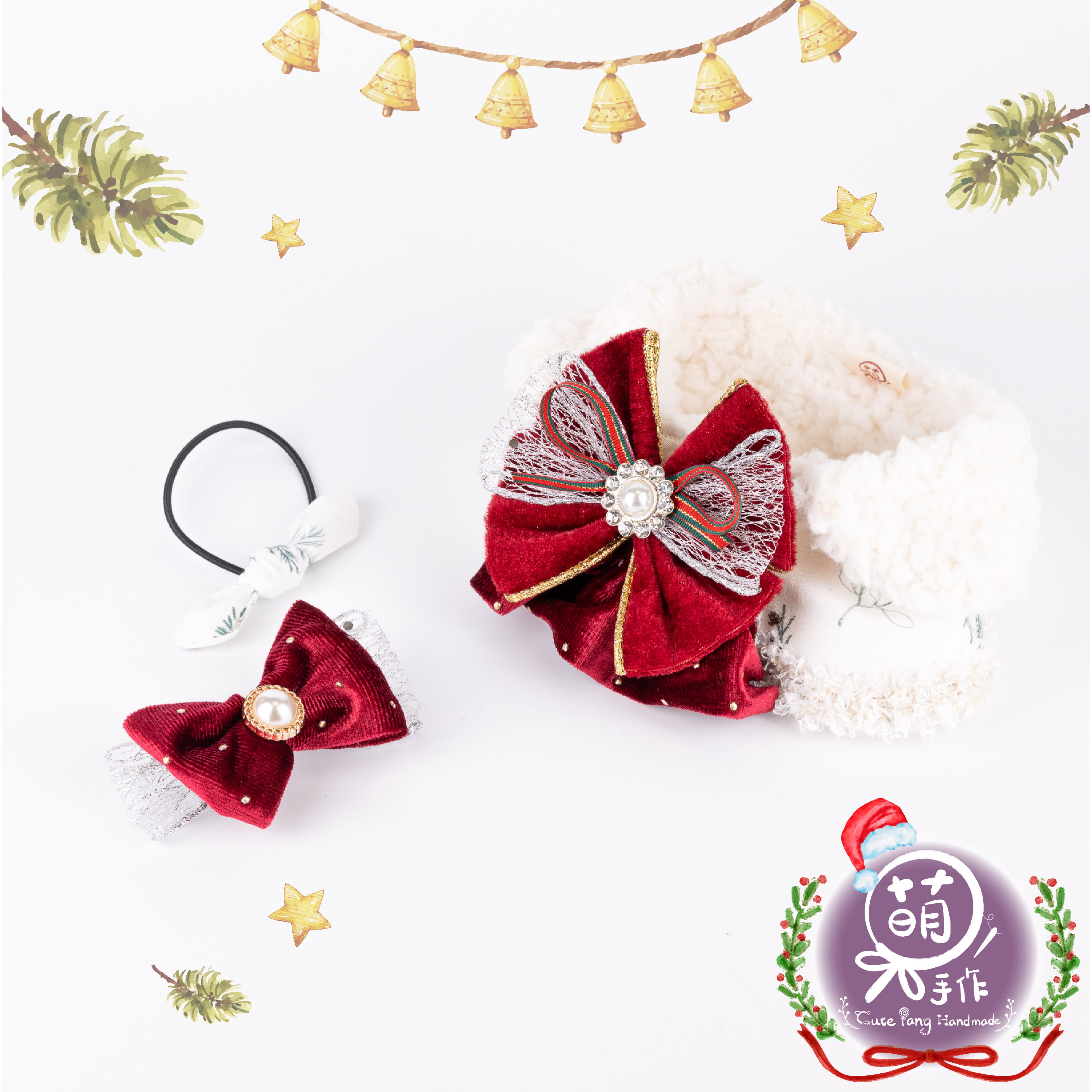 萌糖手作｜雪國精靈紅寶石披肩 聖誕節 披肩 寵物領巾 狗狗領巾 貓咪領巾狗狗脖圍 貓咪脖圍 寵物項圈 貓咪項圈 狗狗