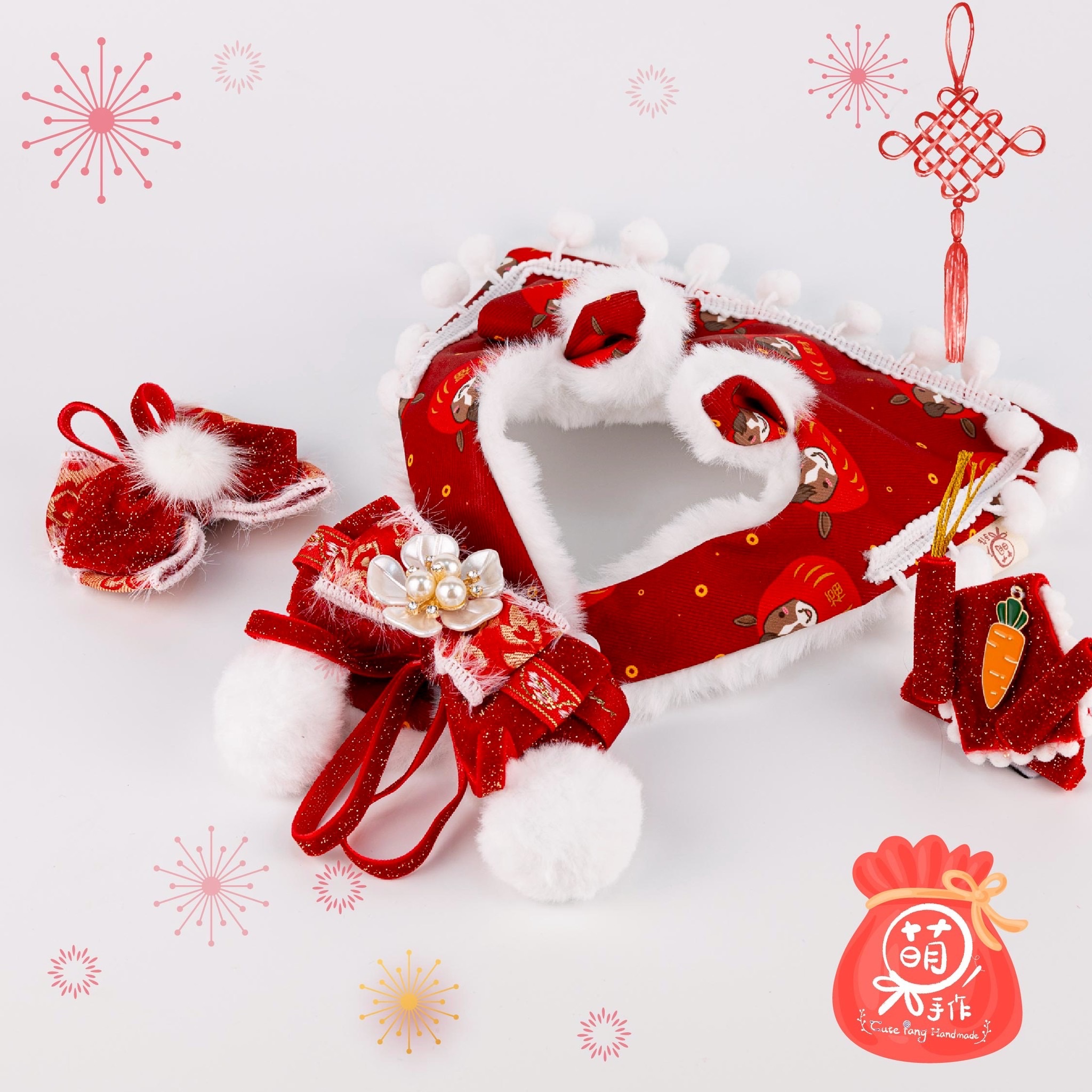 萌糖手作｜春日小駒披風 新年 披風 寵物領巾 狗狗領巾 貓咪領巾狗狗脖圍 貓咪脖圍 寵物項圈 貓咪項圈 狗狗