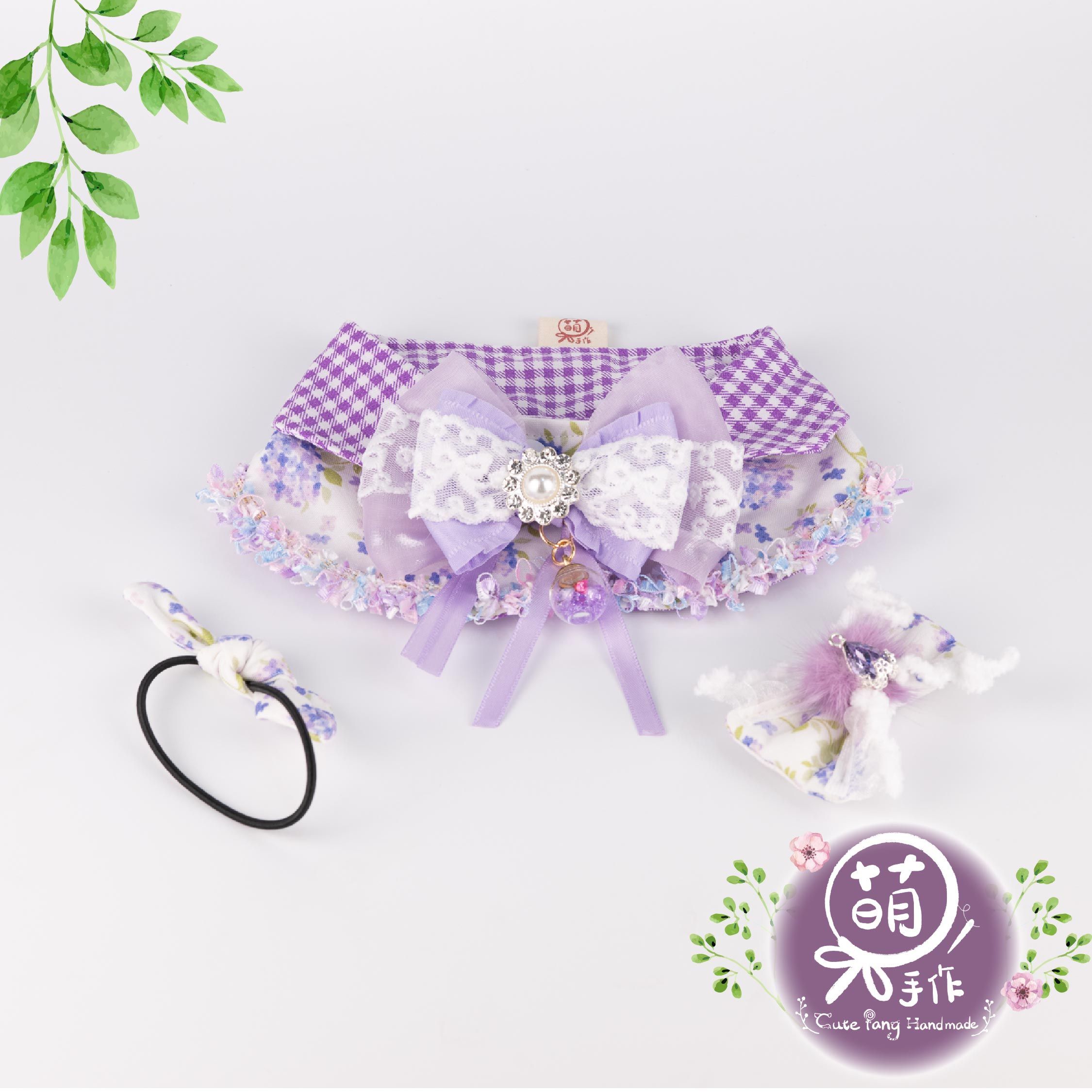 萌糖手作｜花漾精靈（紫）披肩 披肩 寵物領巾 狗狗領巾 貓咪領巾狗狗脖圍 貓咪脖圍 寵物項圈 貓咪項圈 狗狗