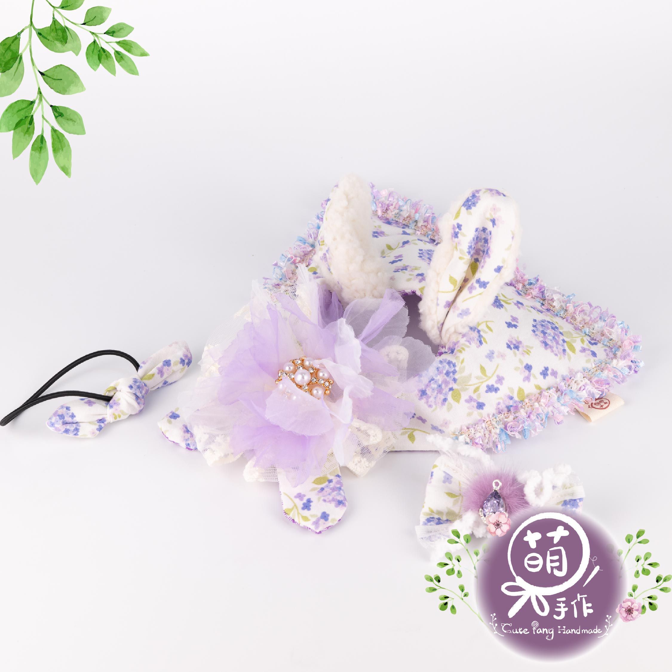 萌糖手作｜花漾精靈（紫）披風 寵物領巾 狗狗領巾 貓咪領巾狗狗脖圍 貓咪脖圍 寵物項圈 貓咪項圈 狗狗項圈