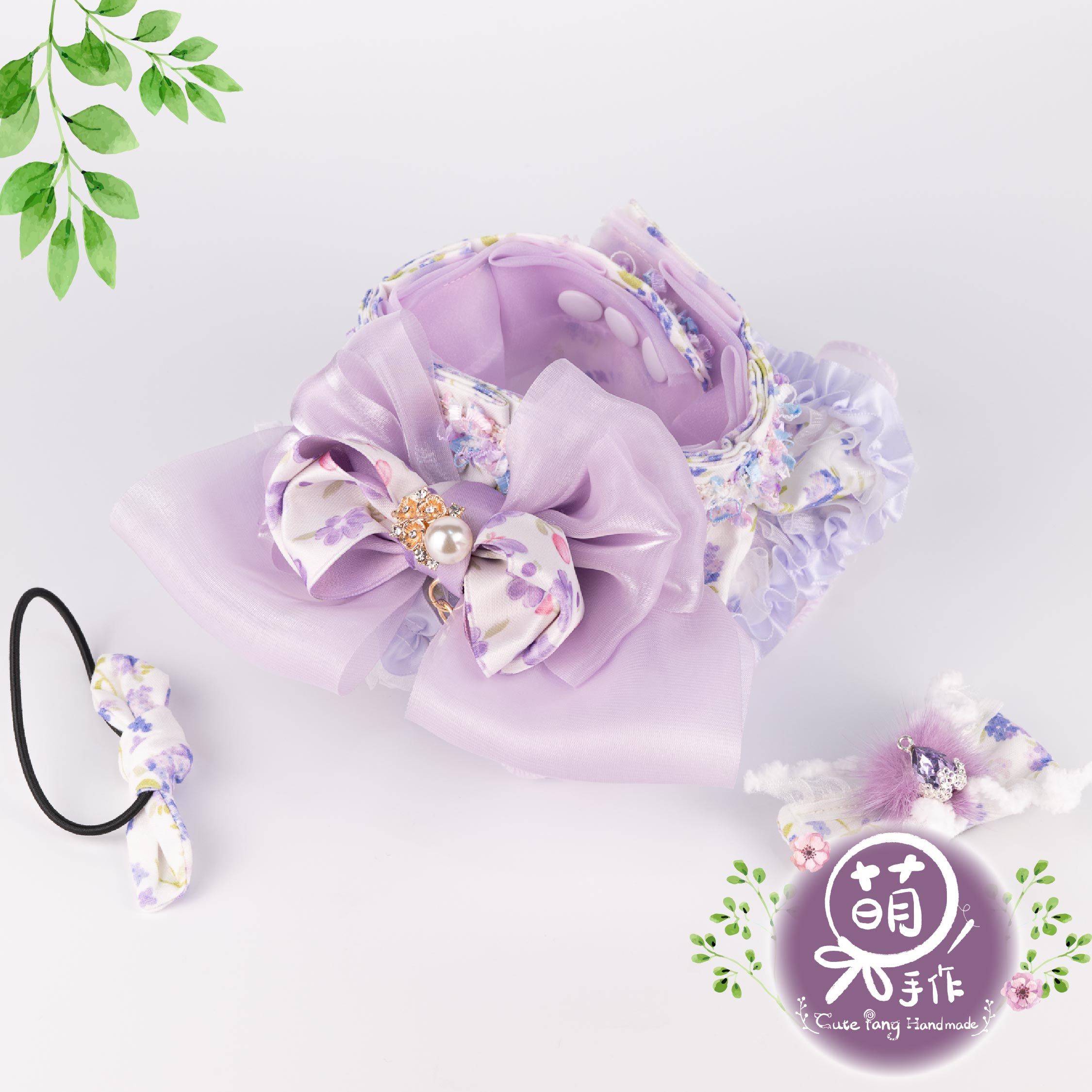 萌糖手作｜花漾精靈（紫）花嶺 寵物領巾 狗狗領巾 貓咪領巾狗狗脖圍 貓咪脖圍 寵物項圈 貓咪項圈 狗狗項圈