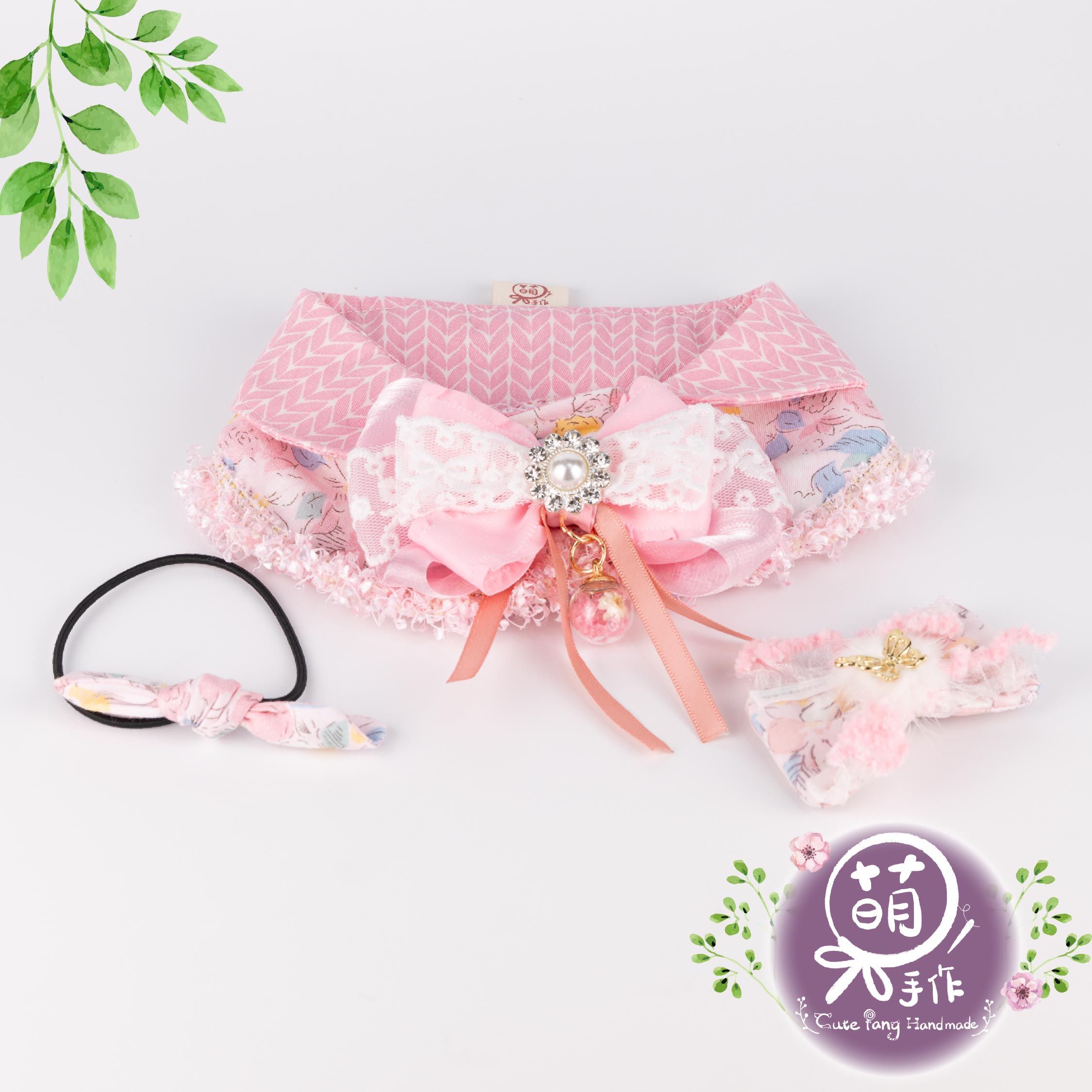 萌糖手作｜花漾精靈（粉）披肩 披肩 寵物領巾 狗狗領巾 貓咪領巾狗狗脖圍 貓咪脖圍 寵物項圈 貓咪項圈 狗狗