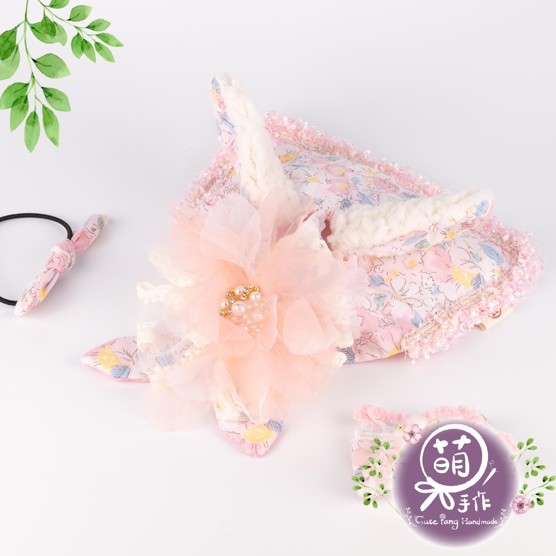萌糖手作｜花漾精靈（粉）披風 寵物領巾 狗狗領巾 貓咪領巾狗狗脖圍 貓咪脖圍 寵物項圈 貓咪項圈 狗狗項圈
