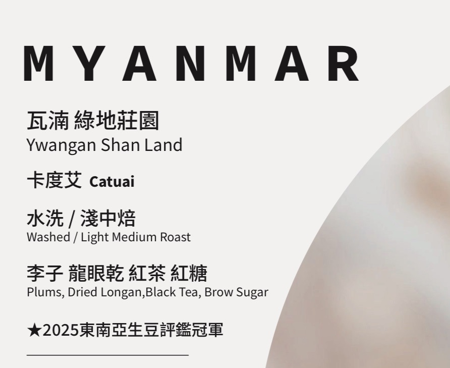 緬甸 瓦湳 綠地莊園「2025東南亞生豆評鑑冠軍」