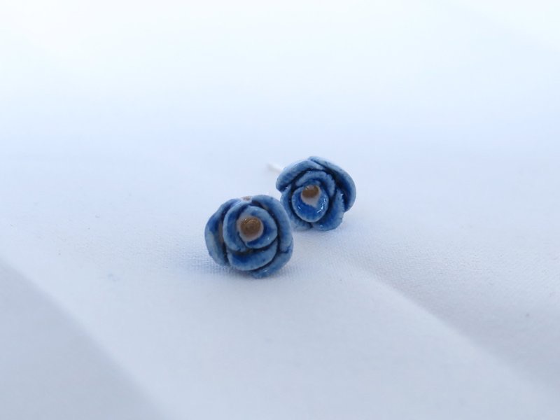 Bonheur青花瓷純銀耳環/藍