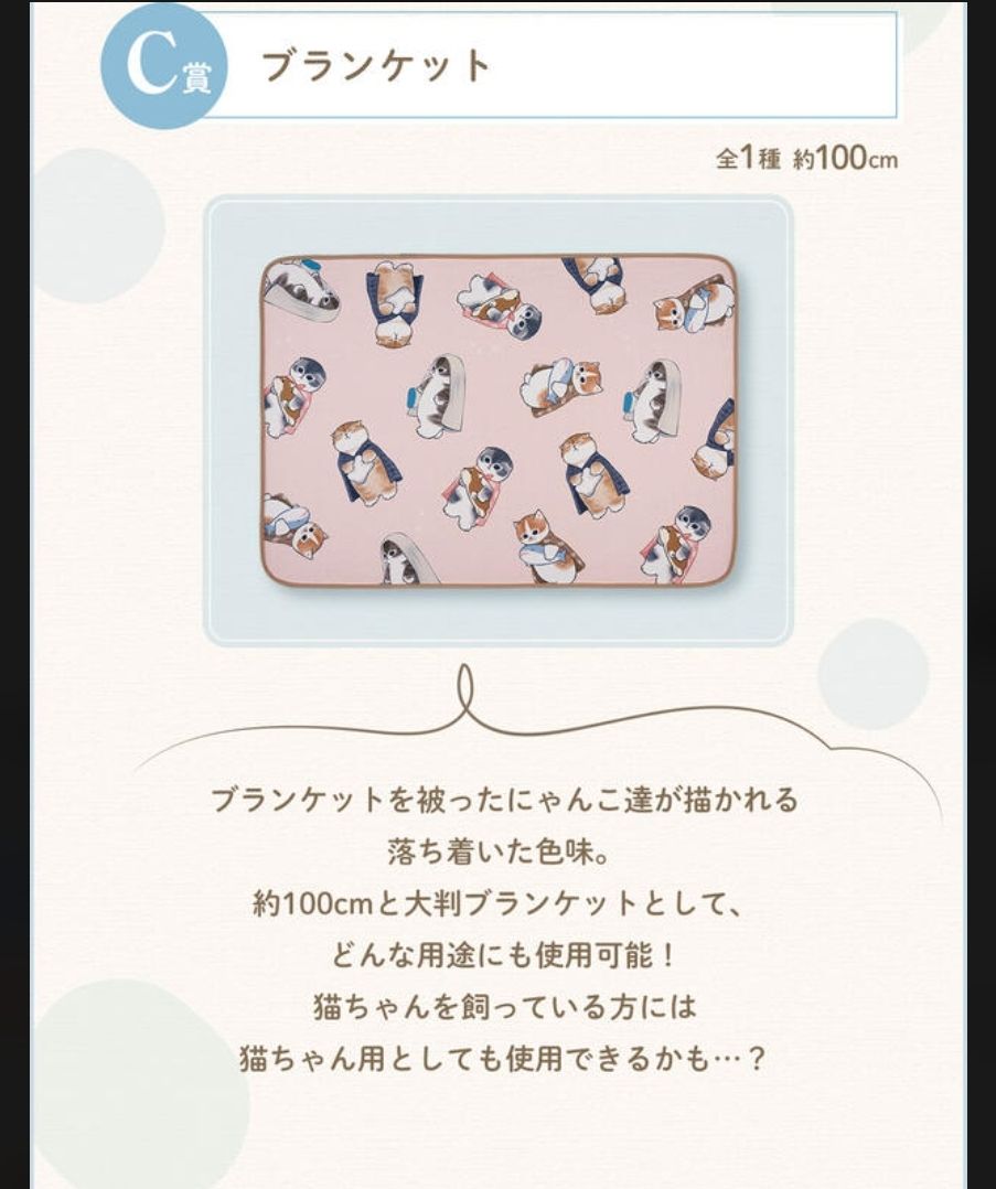 一番賞 貓福珊迪 C賞-毯子