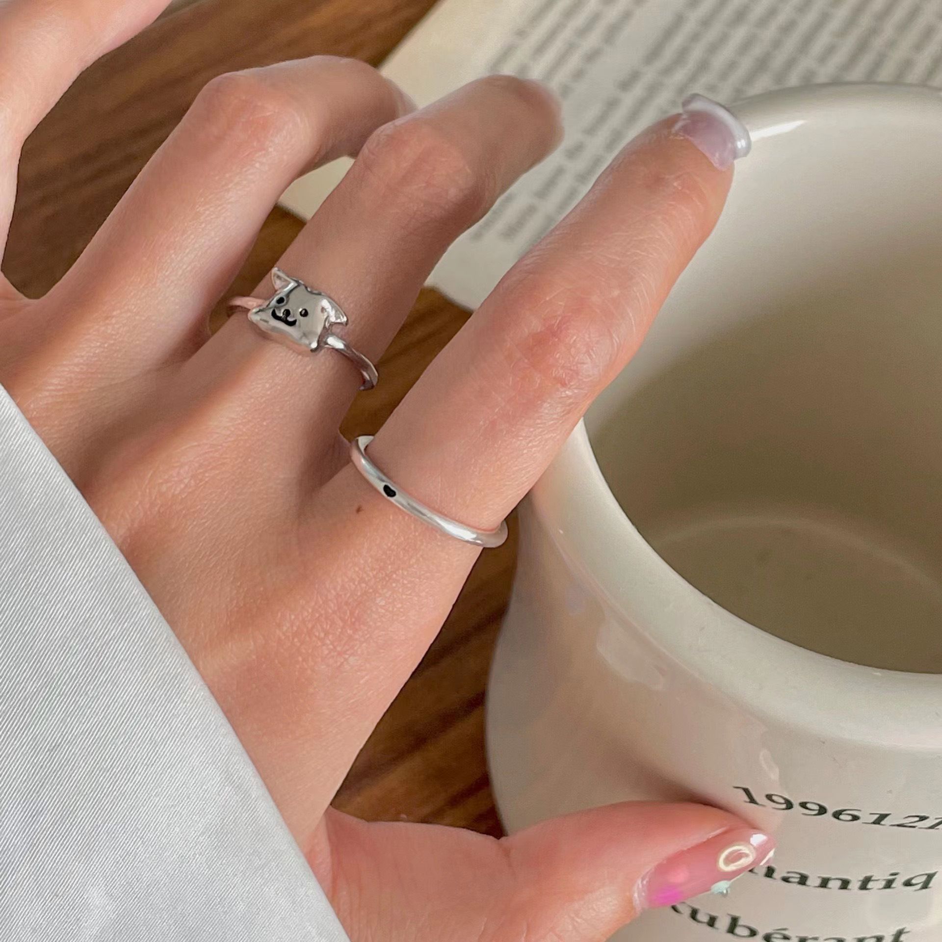 Autun |「預購」韓款 S925銀 可愛小狗戒指（開口可調節）