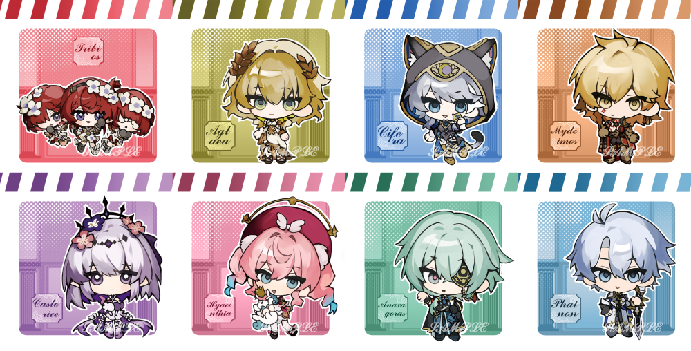 翁法羅斯8人小卡套組、貼紙套組