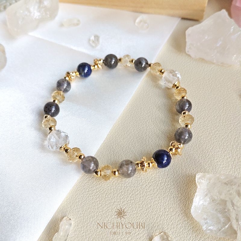 星語守護系列｜青金石×堇青石×黃水晶×白水晶 ✦ 指引方向・思緒清晰・啟動幸運能量 ✦ 射手座守護石♐