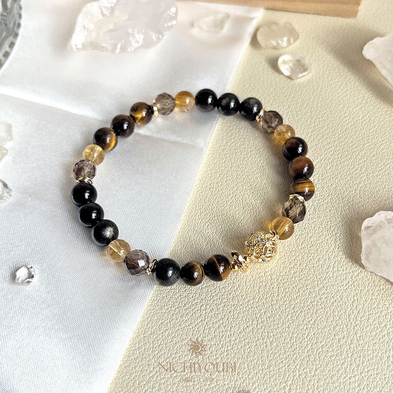星語守護系列｜黃虎眼×茶晶×黃水晶×金曜石 ✦ 工作專注・穩定能量・財運提升 ✦ 摩羯座守護石♑