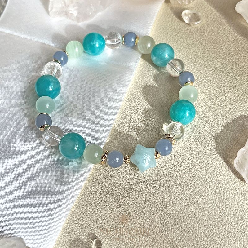 星語守護系列｜天河石×綠紋石×天使石×白水晶 ✦ 清晰溝通・創意靈感・直覺提升 ✦ 水瓶座守護石♒