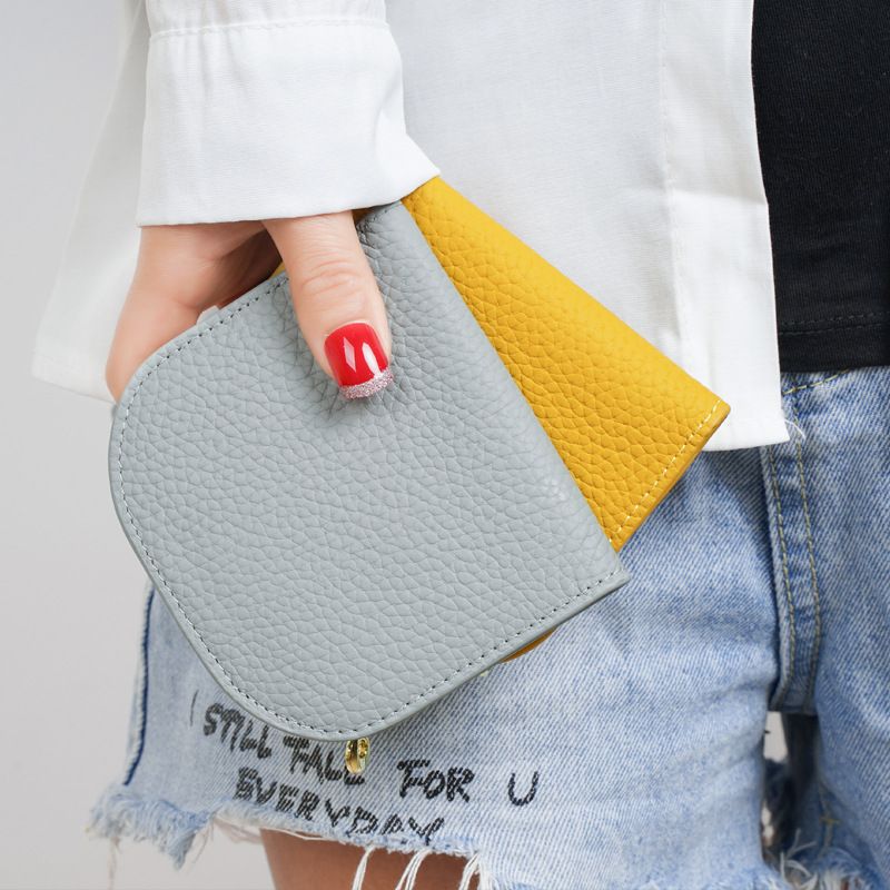 【包包】真皮 超薄多色時尚半月型短夾小錢包 素色款