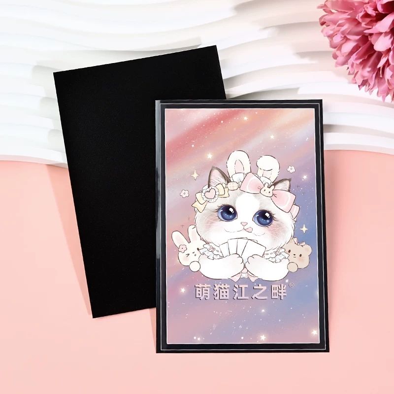 ✨萌貓二層卡膜✨ins風黑色 小卡多一層包護
