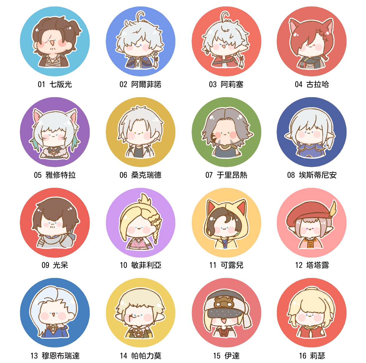 【FF14】豆豆眼3.2cm磁鐵徽章【01-50】