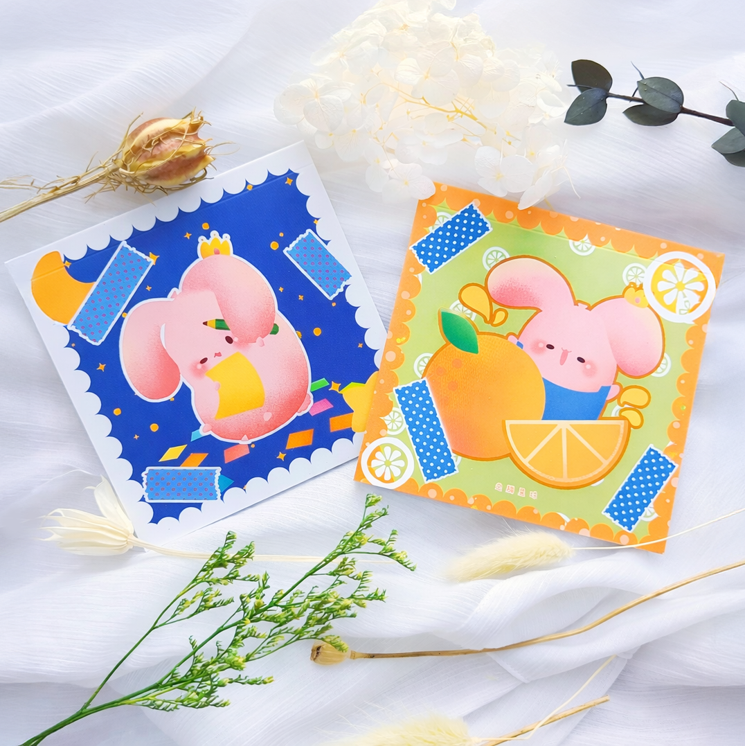 【兔腸星球】10x10cm 便條紙（一組兩款入）