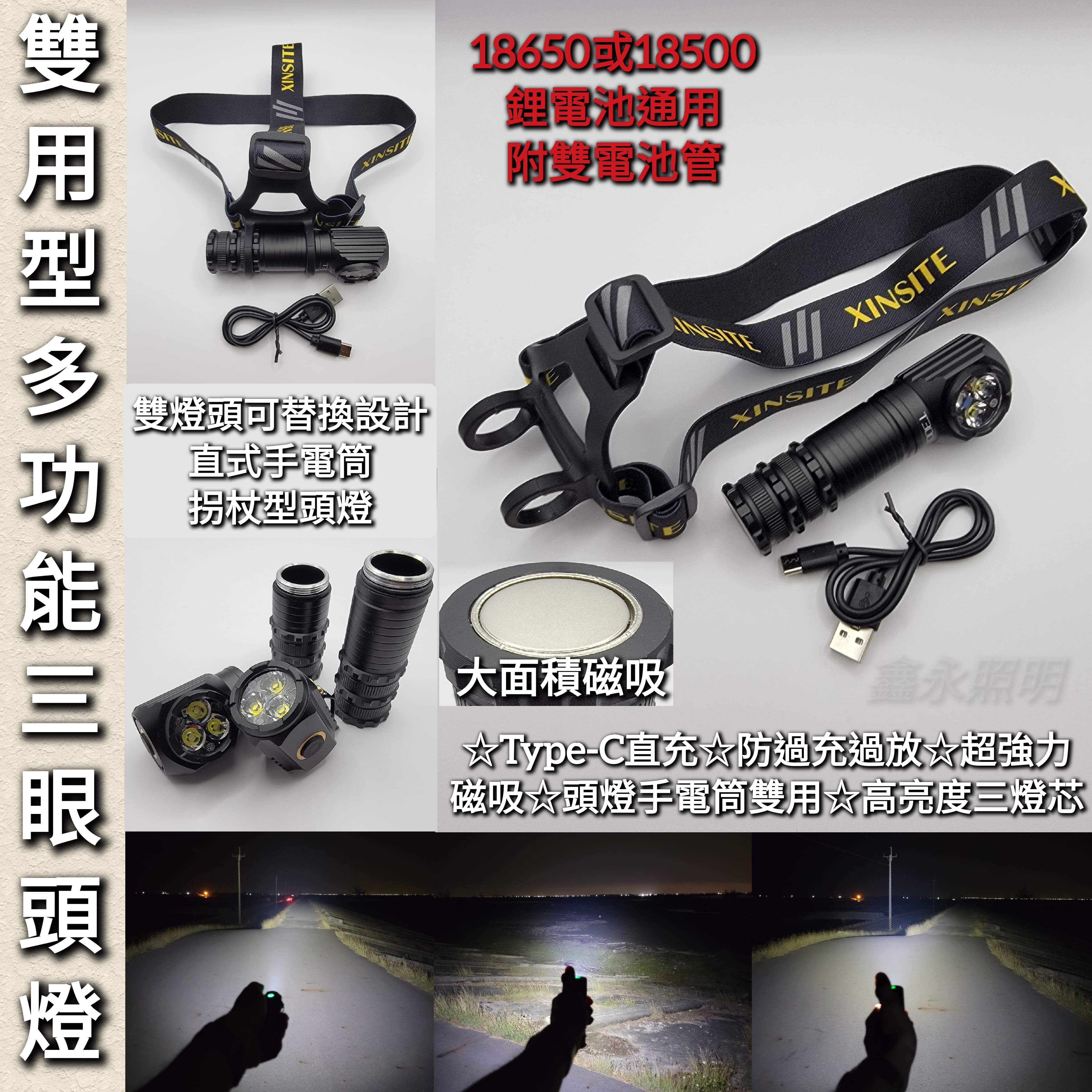 台灣出貨「鑫永照明」強光P35頭燈手電筒 L型頭燈手電筒18650 18500 輕巧 紅光白光頭燈 登山露營 工作燈