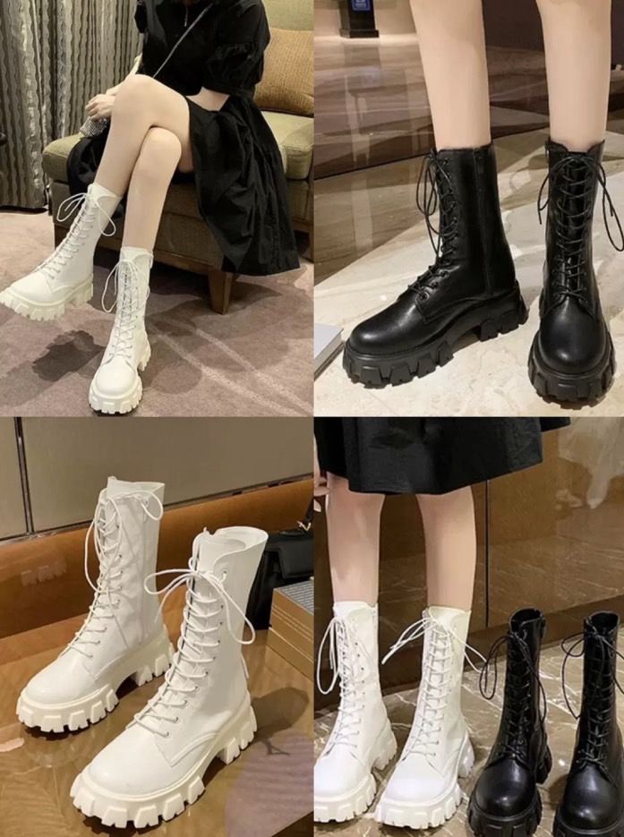 英倫風中低筒靴