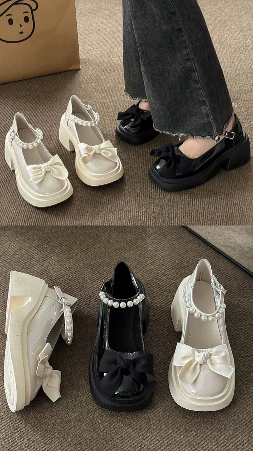 瑪莉珍厚底增高小皮鞋