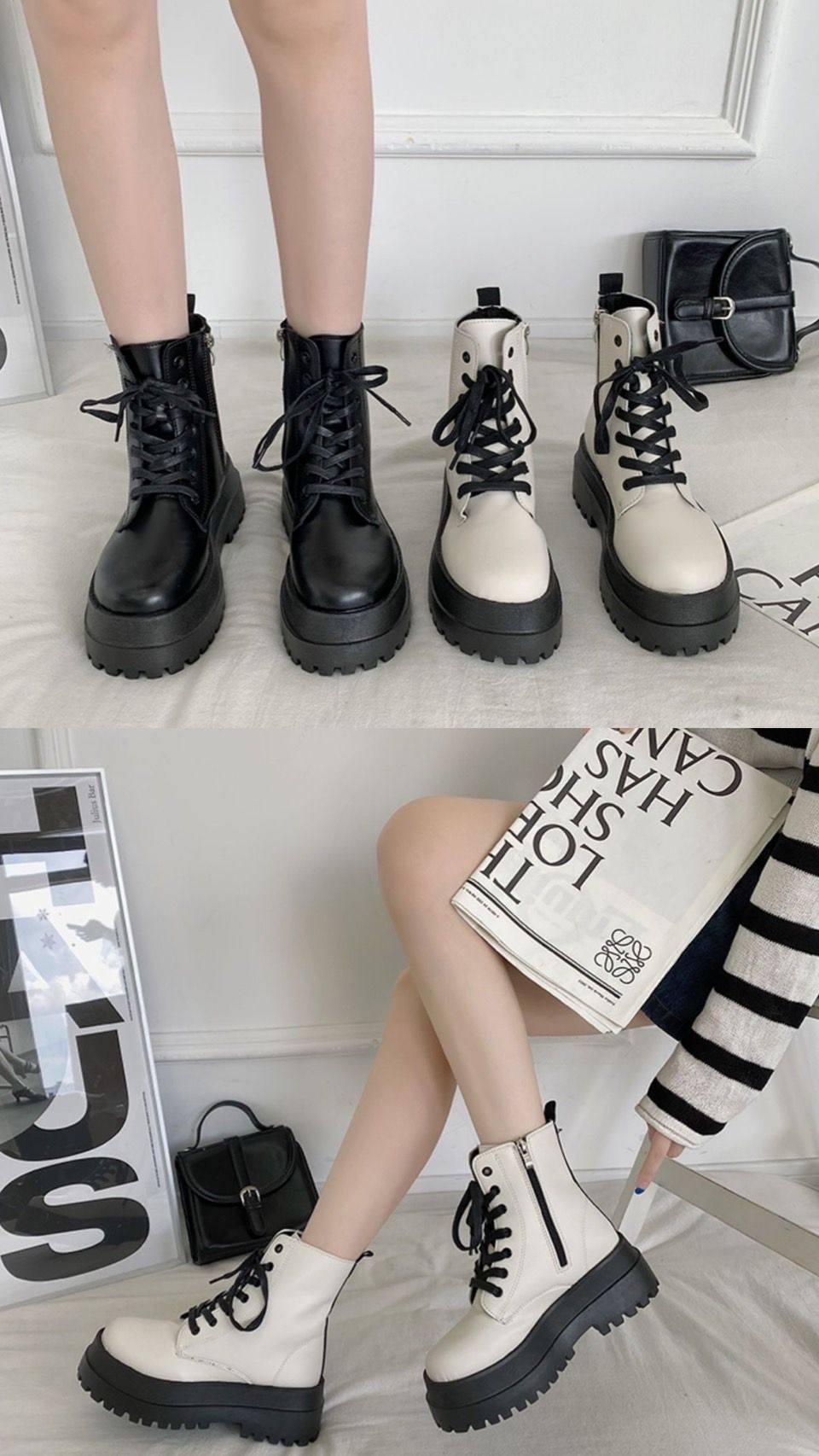 英倫風鬆糕底增高短靴