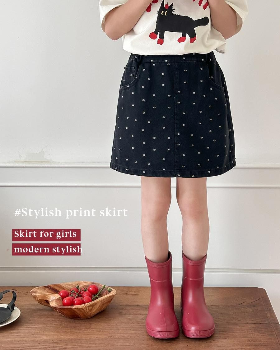 Ambb 滿印小碎花牛仔短裙