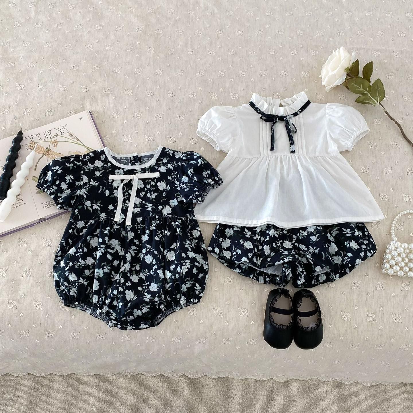 Angou 碎花娃娃衫、短褲、包屁衣系列