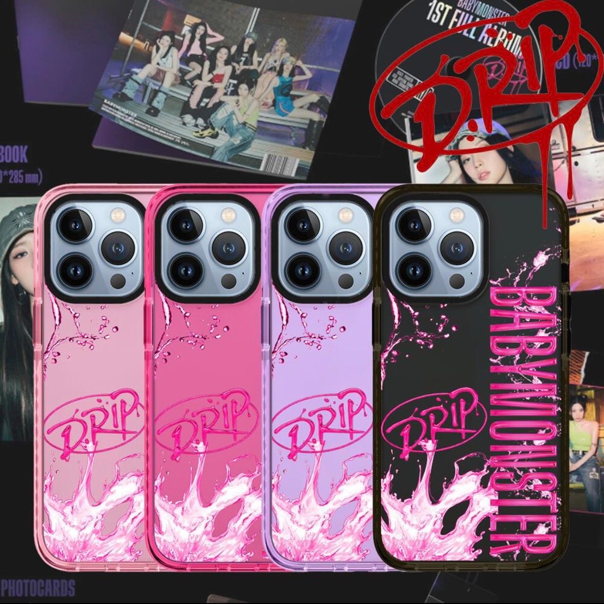 圖有實拍~Babymonster DRIP 粉紅塗鴉半透明iPhone手機殼