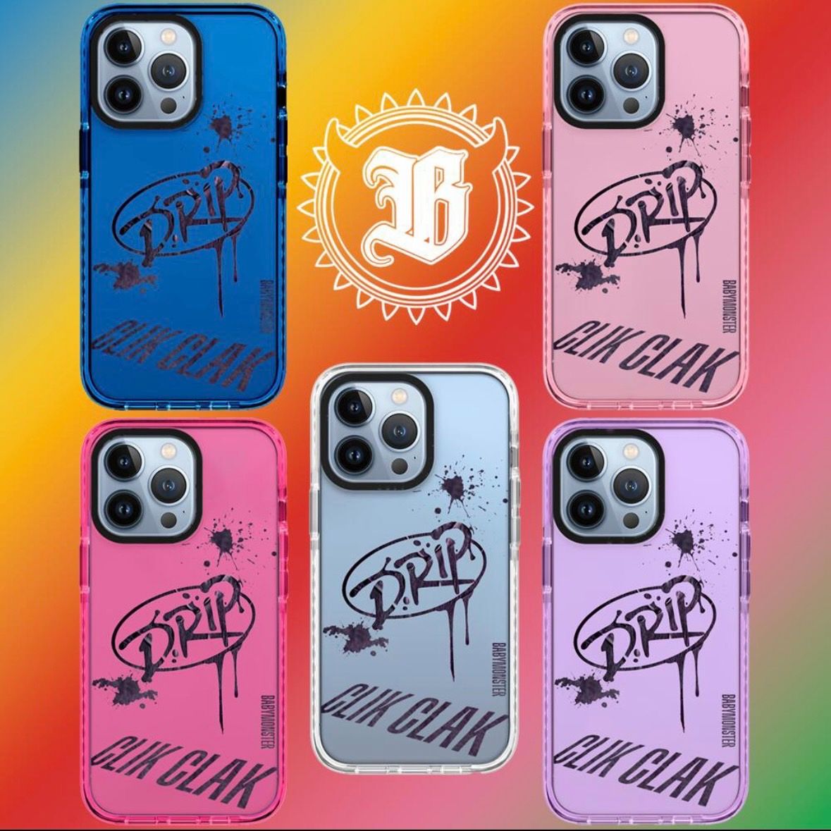 圖有實拍~Babymonster DRIP波墨塗鴉半透明iPhone手機殼