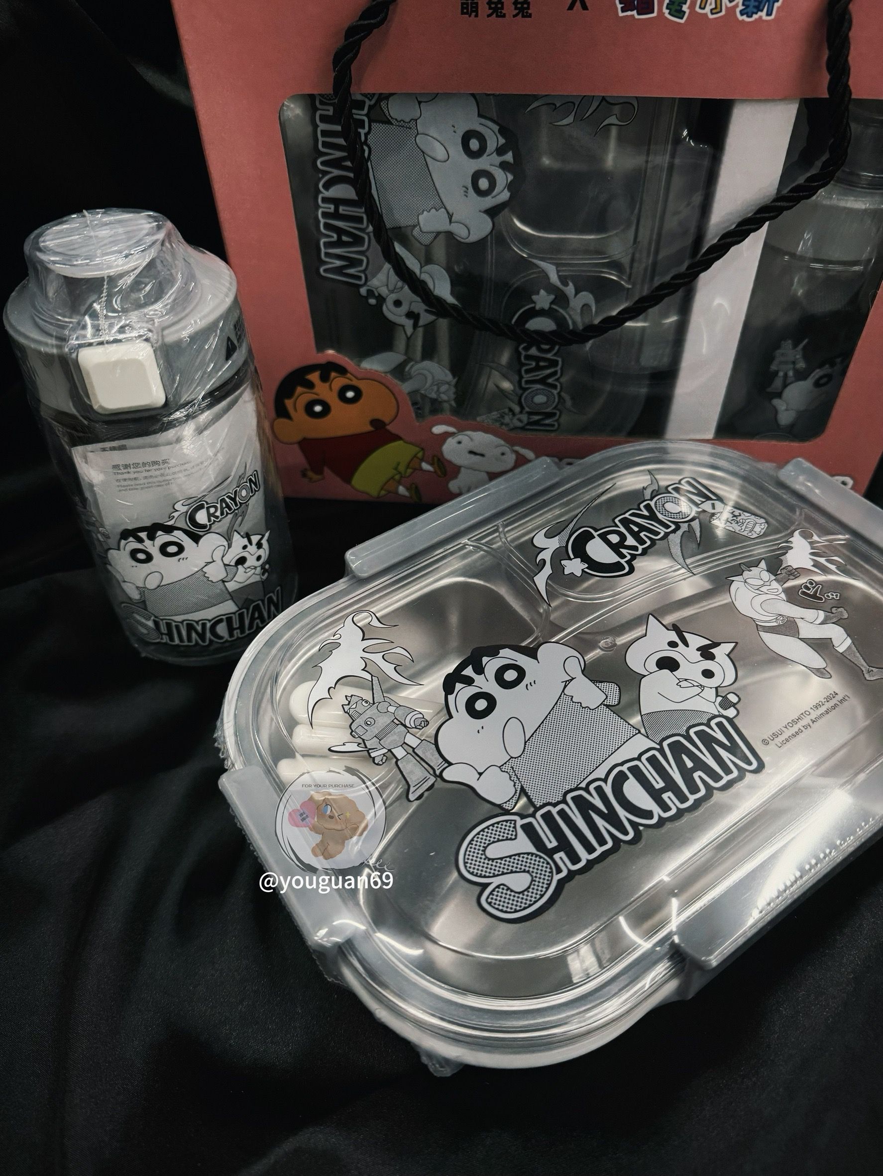 【全新現貨】𝒚𝒐𝒖𝒈𝒖𝒂𝒏有關－✧蠟筆小新不鏽鋼便當禮盒