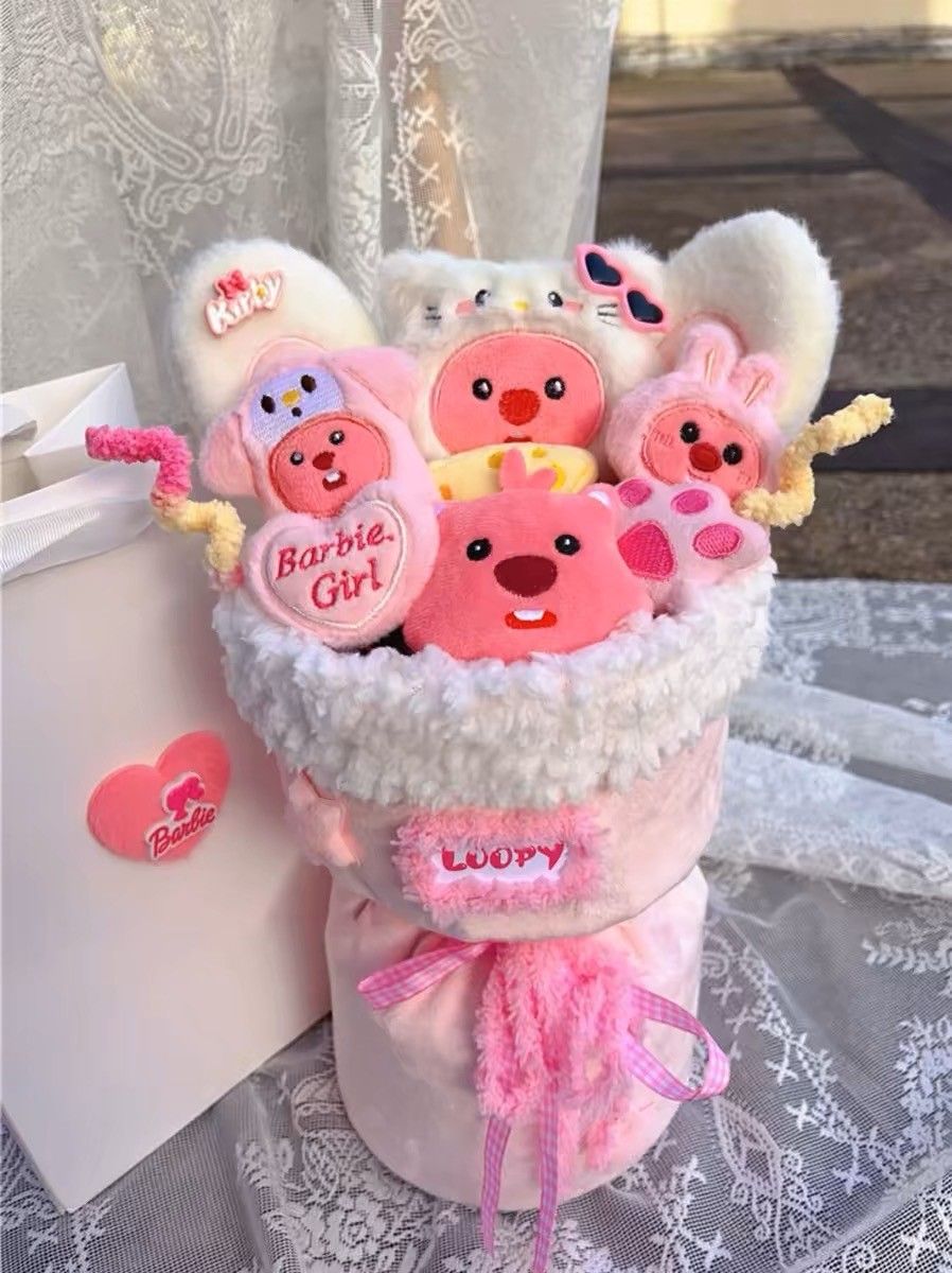 露比loopy花束小海狸玩偶可愛創意生日禮物/畢業禮物