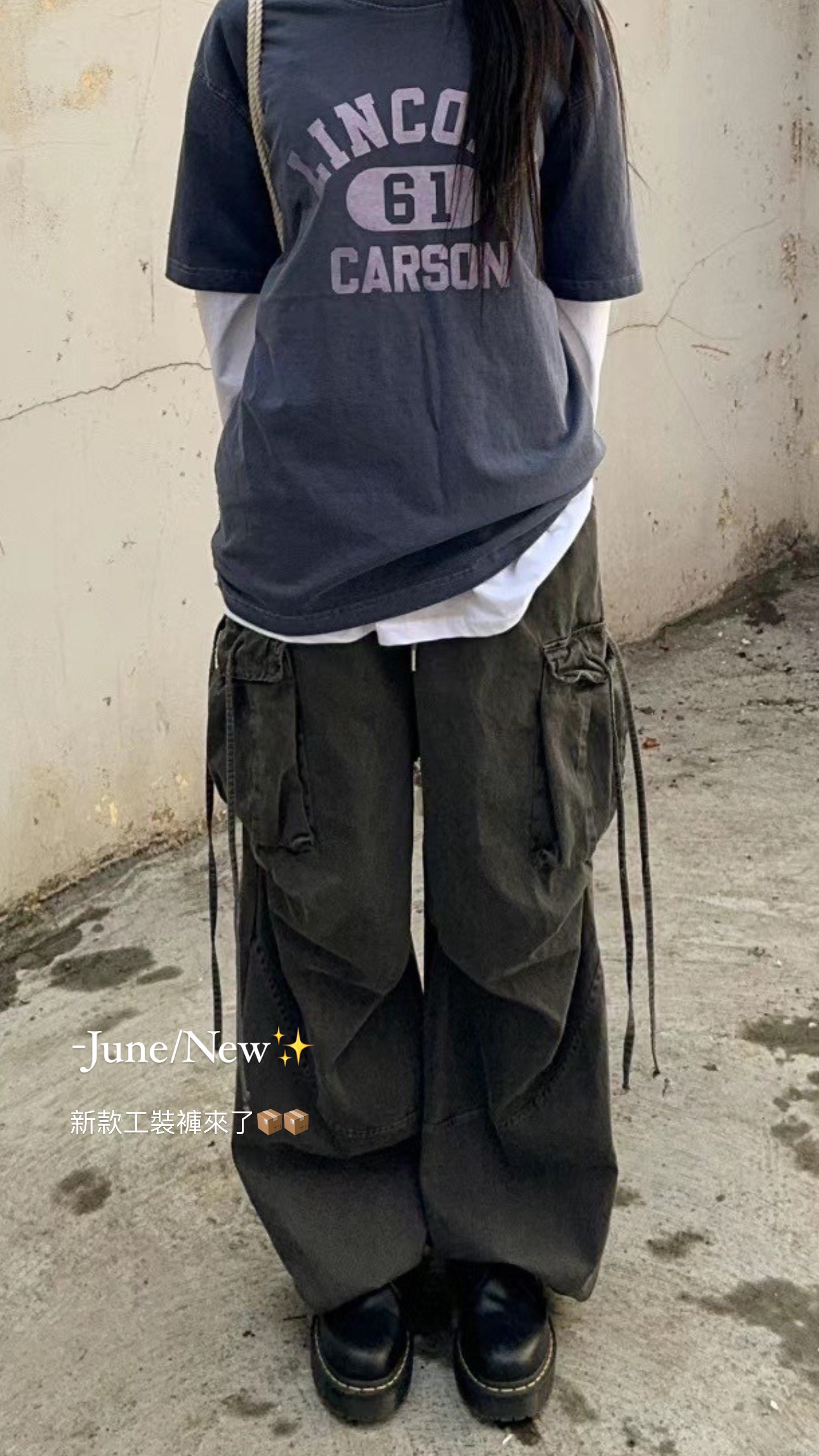 男裝💙GQ4666（長款）韓國設計口袋掛繩水洗褲