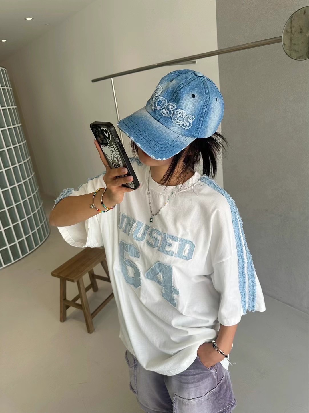 男女❤️💙DTNZ64韓國64拼接水洗短踢