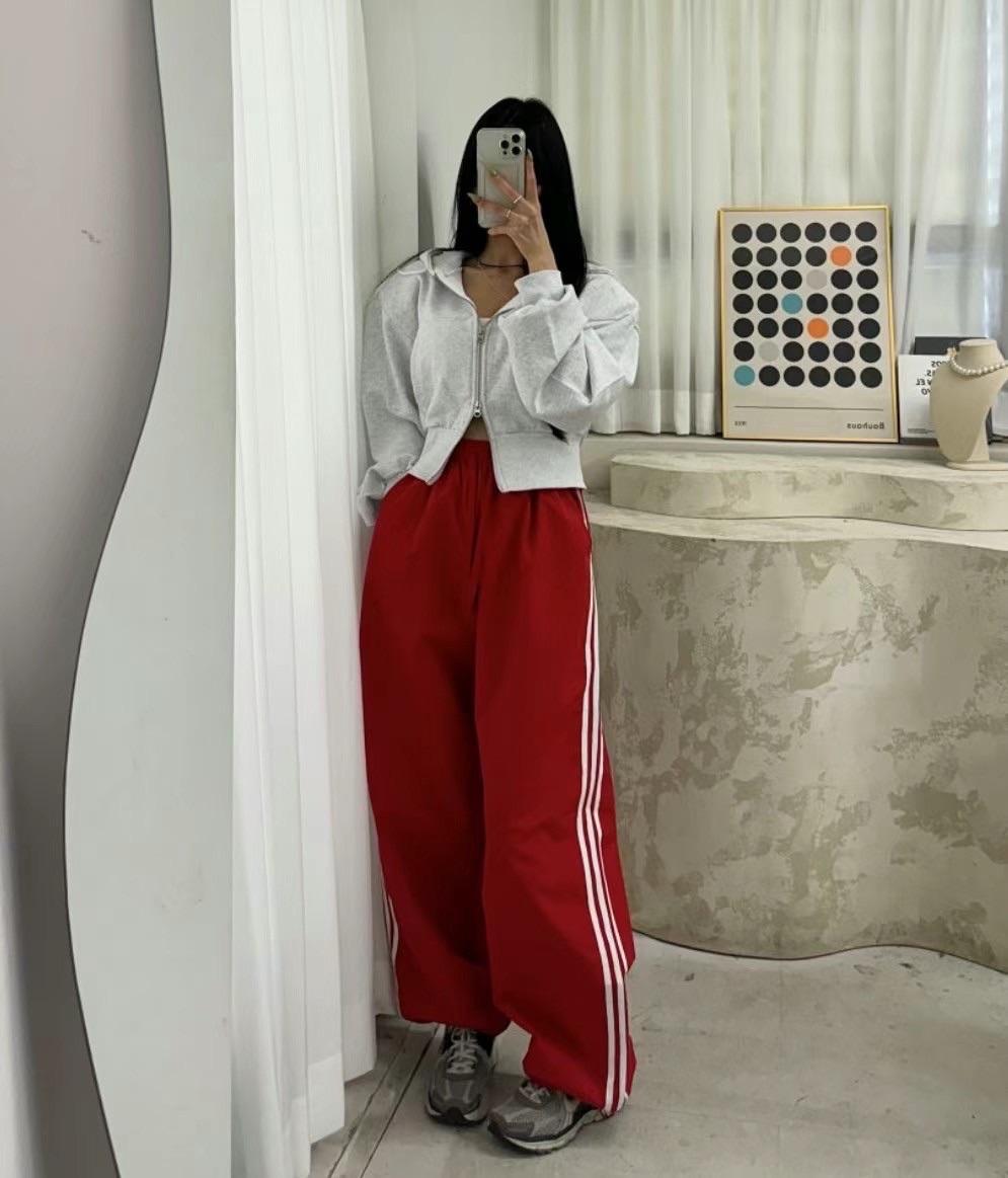 女裝❤️K48225韓國側三線新款滑料工裝褲（現貨）
