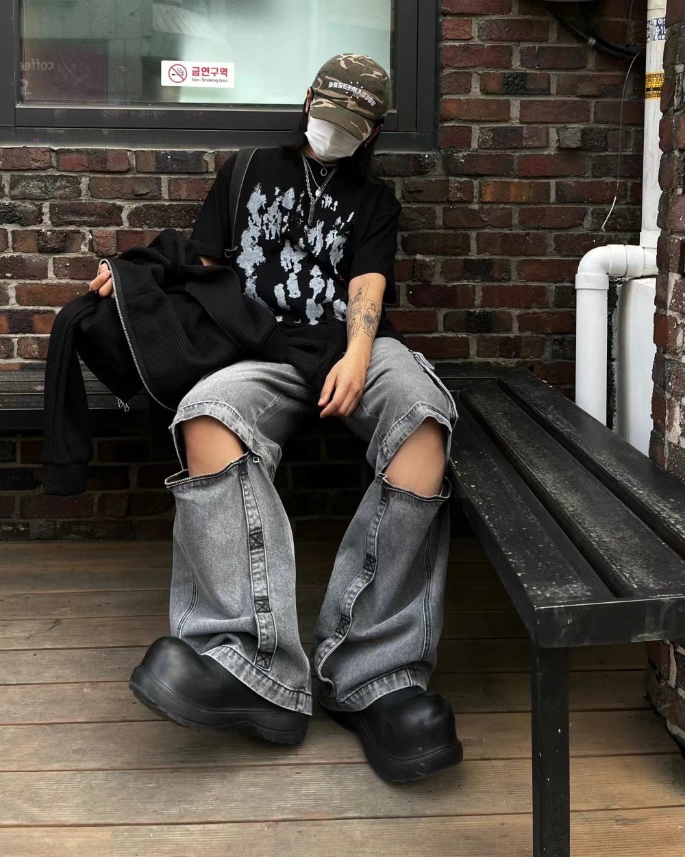 男裝💙NZ48209韓國可拆式厚磅口袋牛仔褲