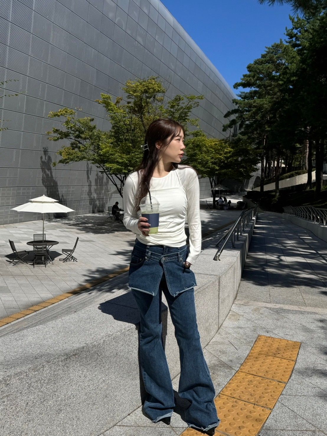 女裝❤️K49285韓國兩件式合身長袖上衣