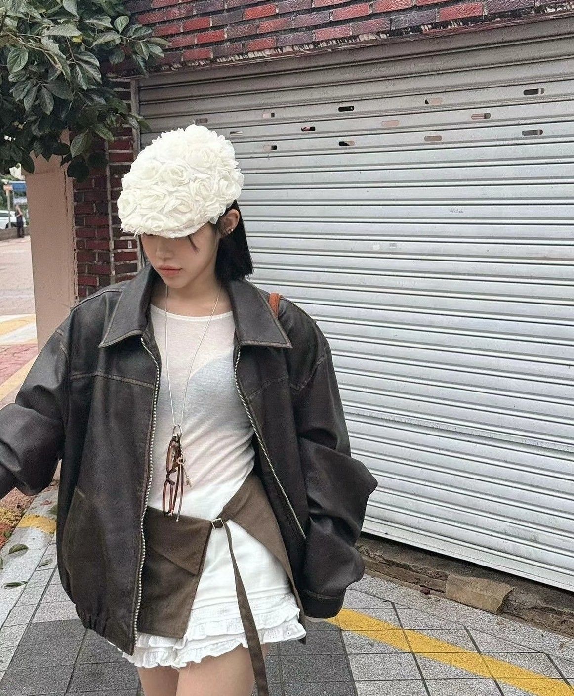 💙❤️JK420228韓國復古刷色縮口皮衣外套