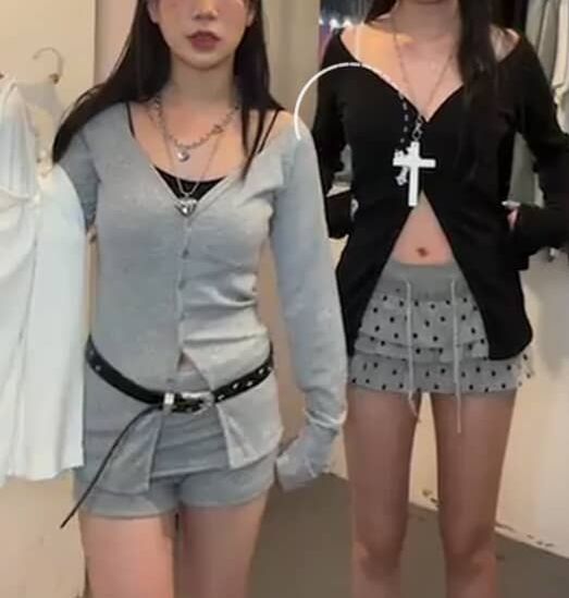 K591305韓國包釦長版開岔針織長袖（現貨）