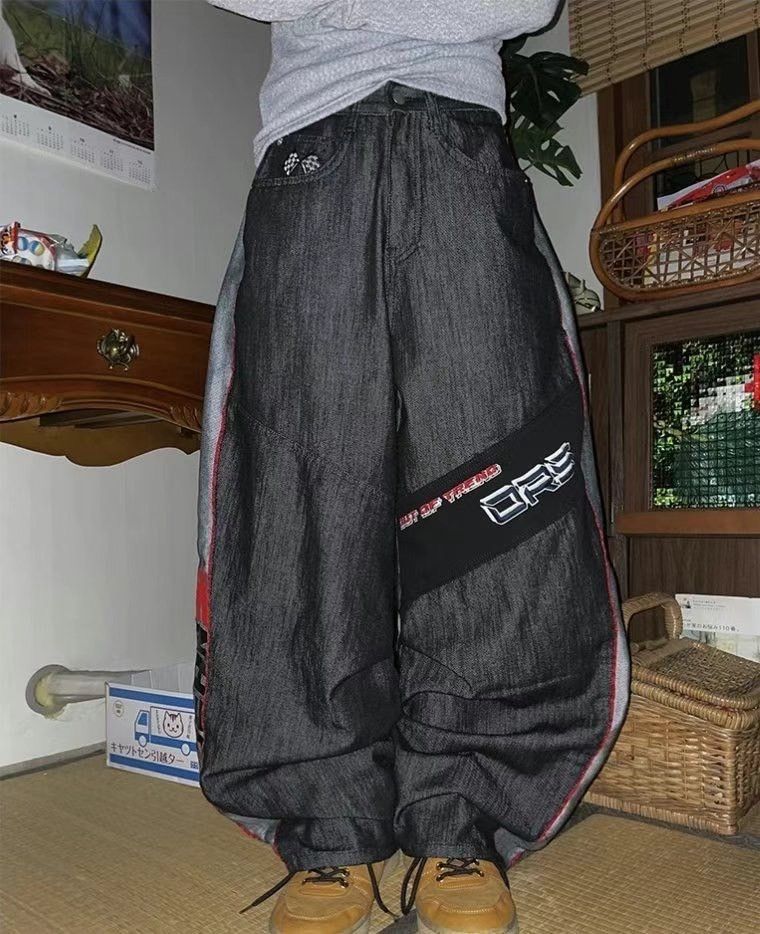 K1053韓國賽車設計丹寧牛仔褲