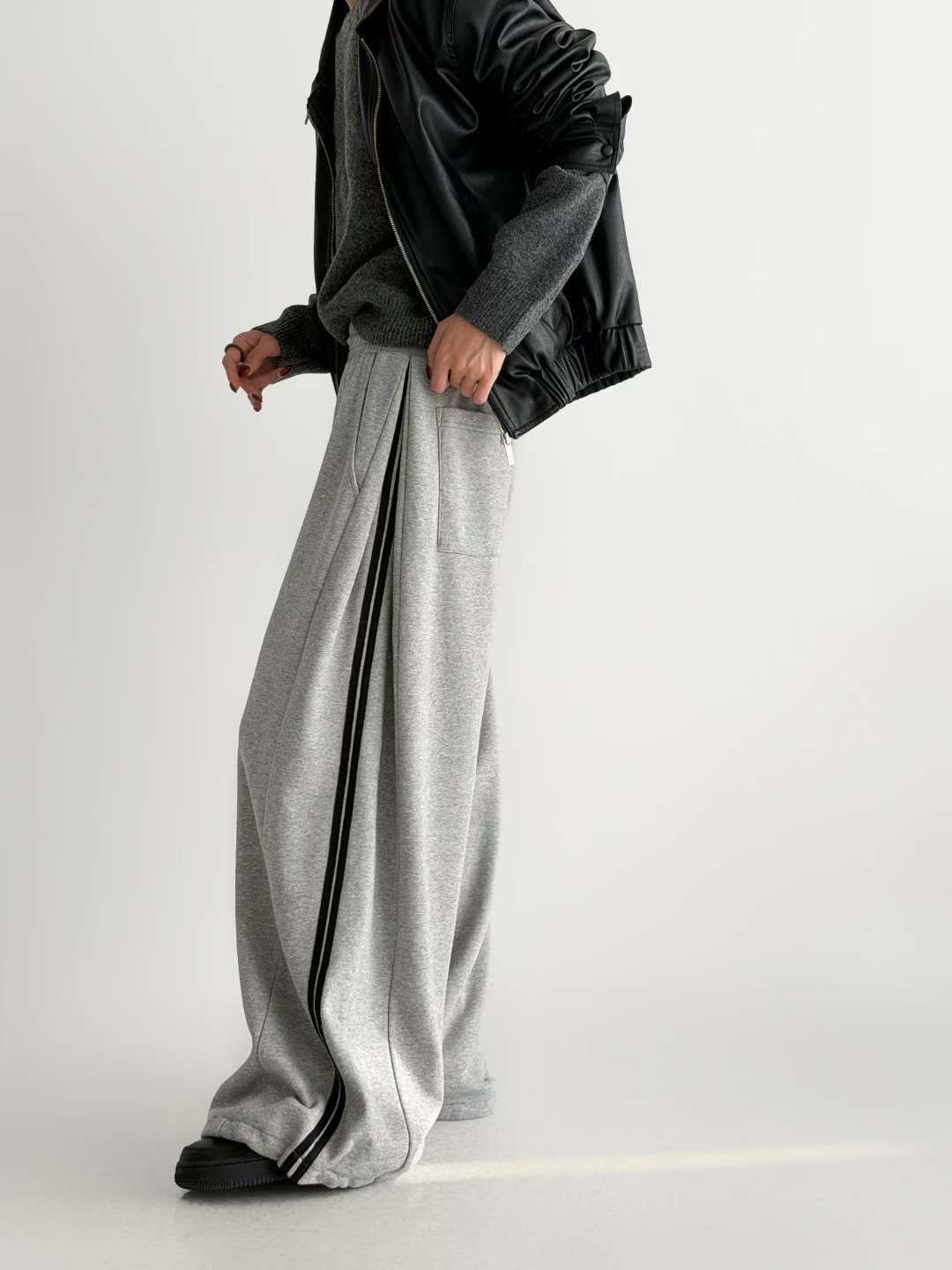 K51024014韓國側打摺線條棉褲