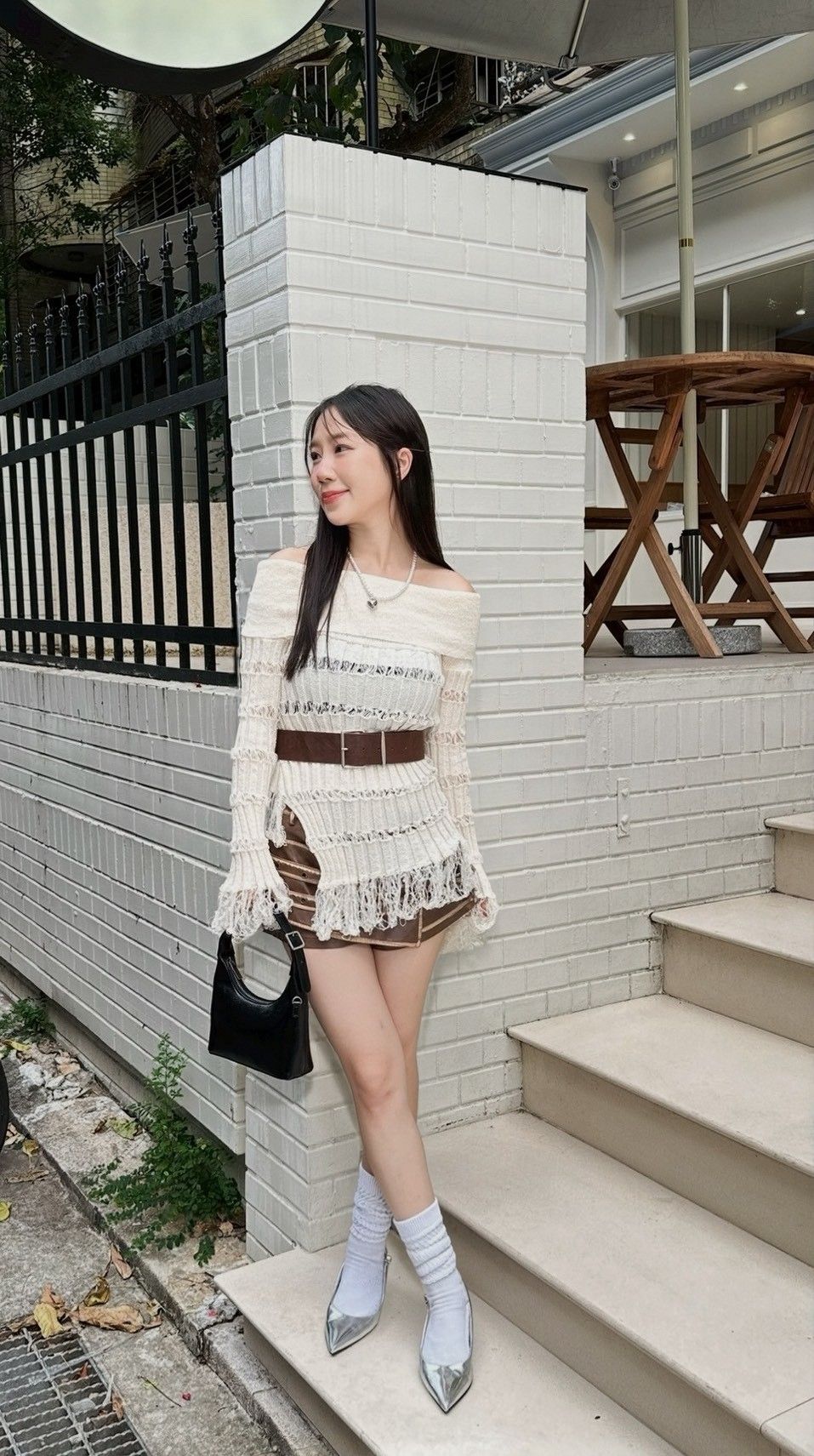 A15457不規則破壞針織長袖一字領