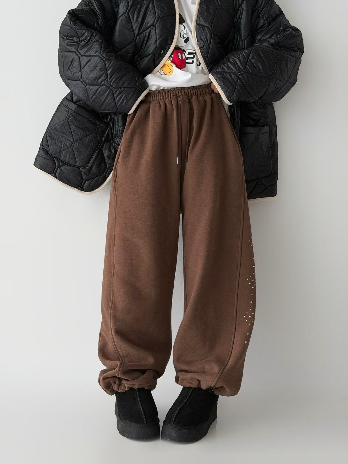 K511143韓國嬉皮釘釦設計內刷毛棉褲（預購）