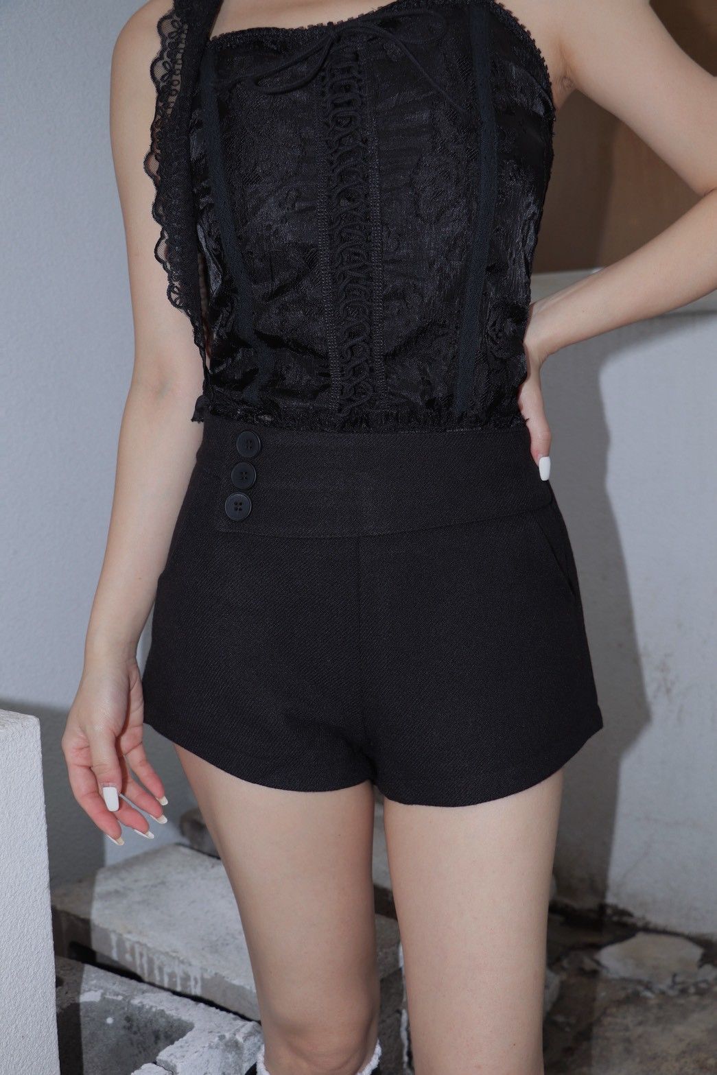 A681801三釦厚磅毛呢西裝短褲