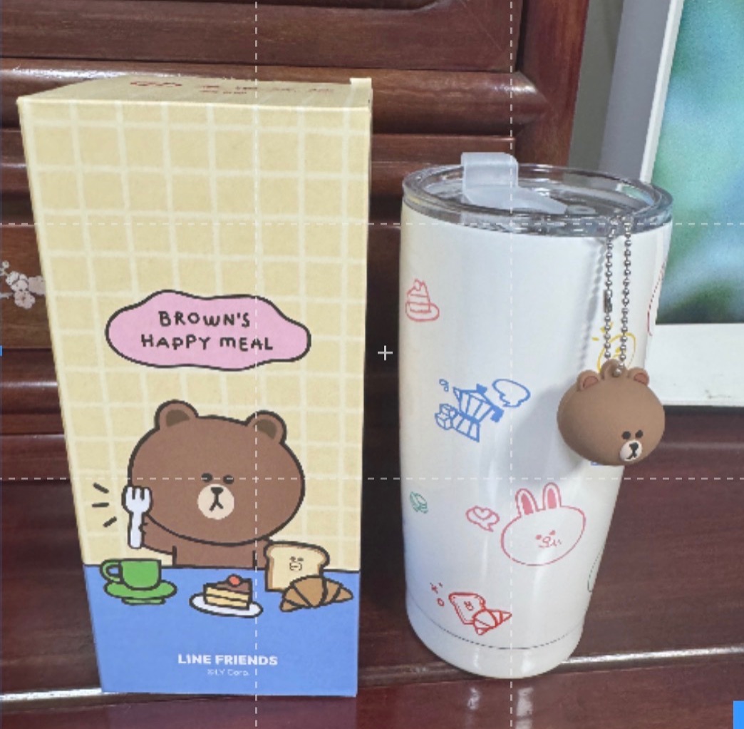 《華南金》「LINE FRIENDS熊大不鏽鋼杯+造型吊飾組」