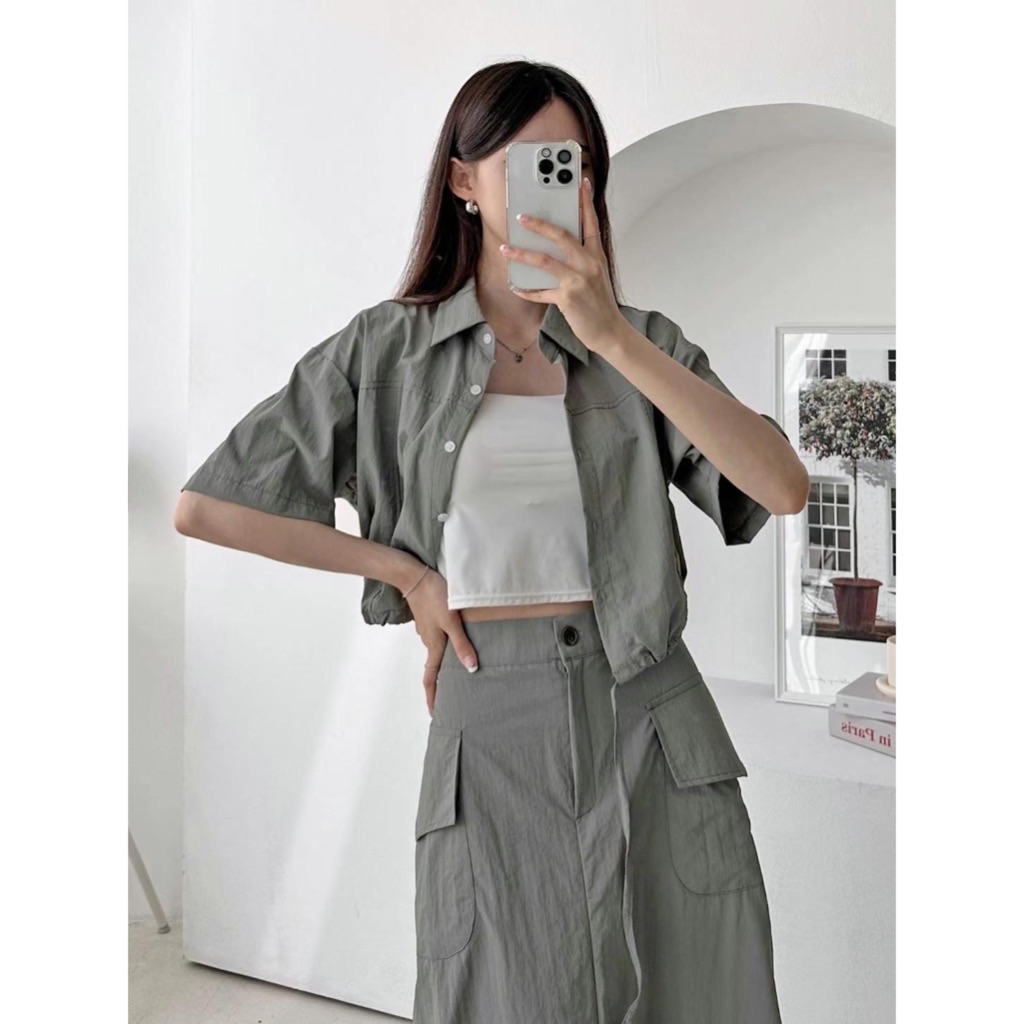 ￼現貨售完不補ෆ🏷ʏᴜɴᴀ’s ·韓國代購🇰🇷短版修身工裝套裝