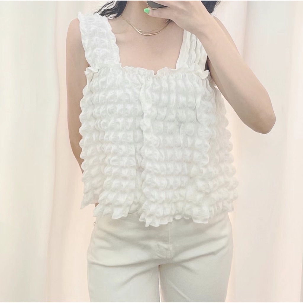 ￼現貨售完不補ෆ🏷ʏᴜɴᴀ’s ·韓國代購🇰🇷泡泡立體感背心