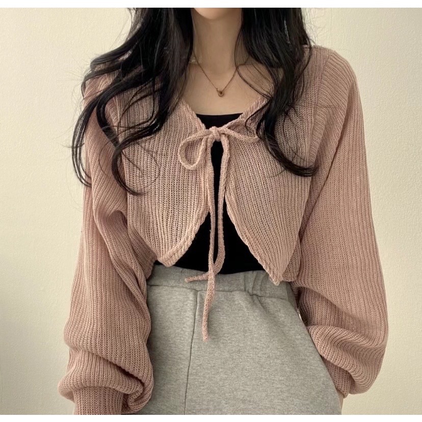 ￼現貨售完不補ෆ🏷ʏᴜɴᴀ’s ·韓國代購🇰🇷針織兩件式綁帶罩衫+背心3colors