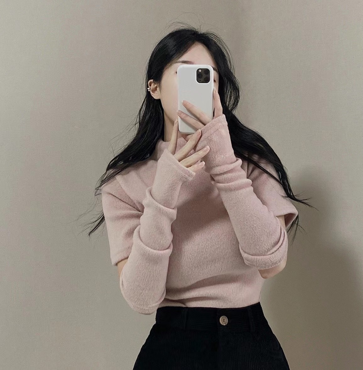 現貨+預購ෆ￼🏷ʏᴜɴᴀ’s ·韓國代購🇰🇷韓系高領毛絨絨長袖上衣set 3colors