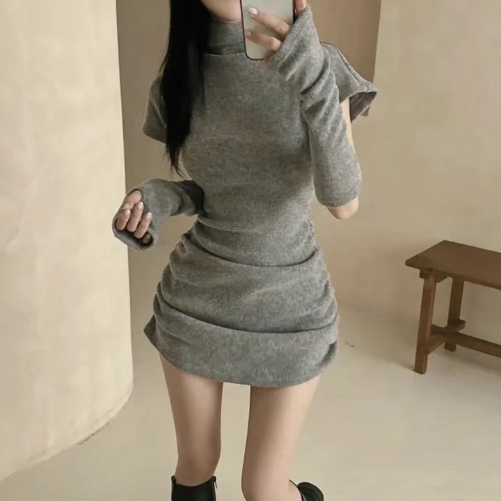 🏷ʏᴜɴᴀ’s ·韓國代購🇰🇷韓系刷毛兩截式袖子包臀裙 3colors